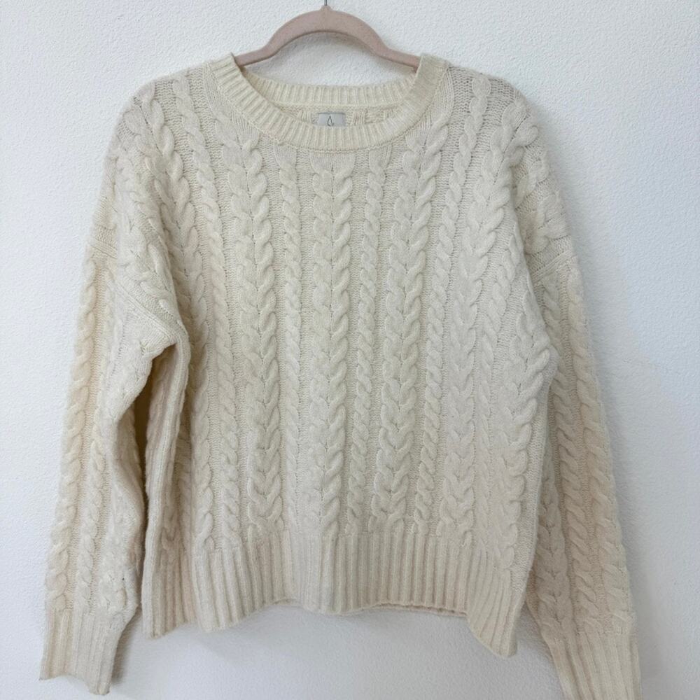 Joie Cable Knit Crewneck Sweater Cream Textured Pullover Women’s Size‎ M Classic